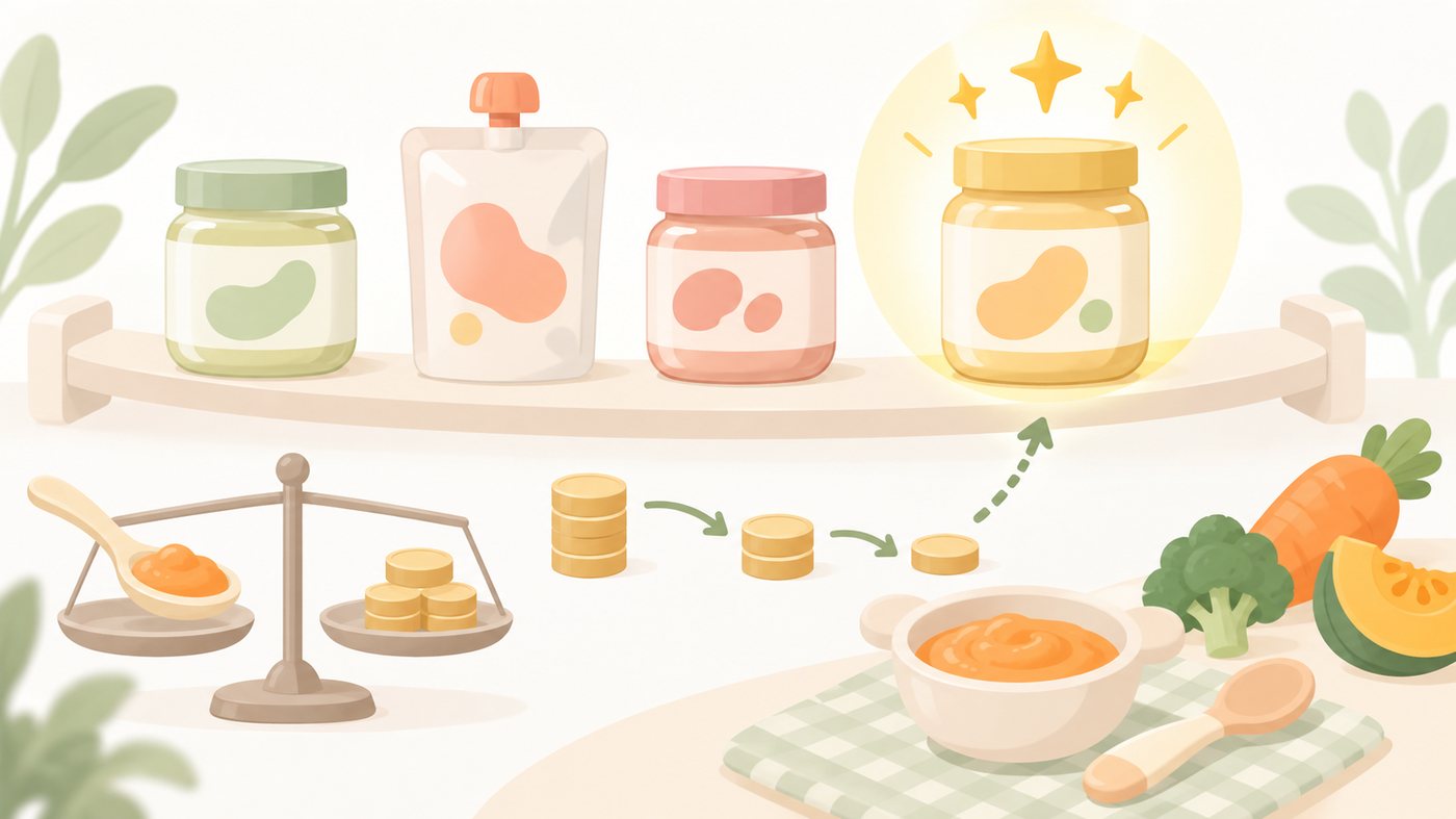 ベビーフードの総内容量を計算するイラスト
