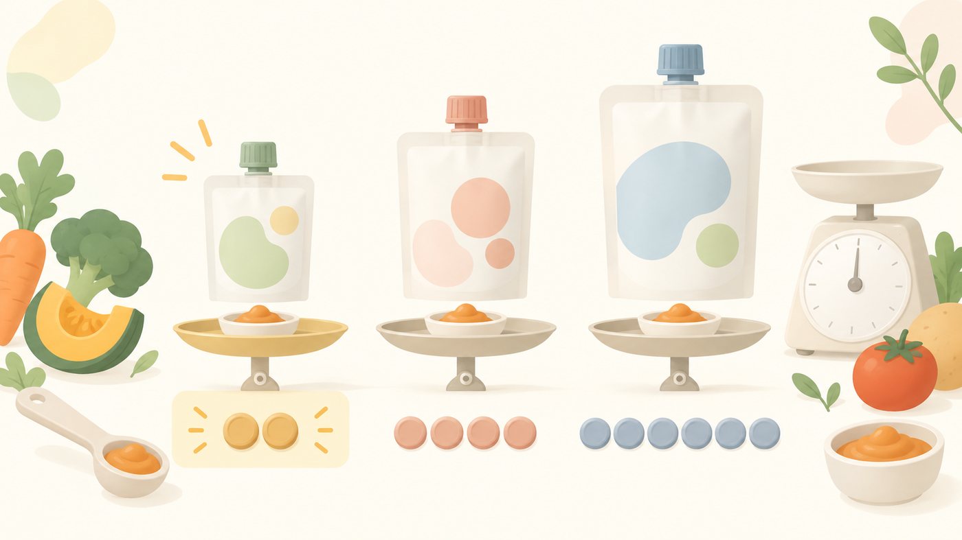 100g品と130g品を分けて比べるイラスト