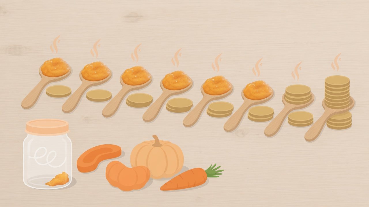 離乳食を選ぶ4つの手順のイラスト
