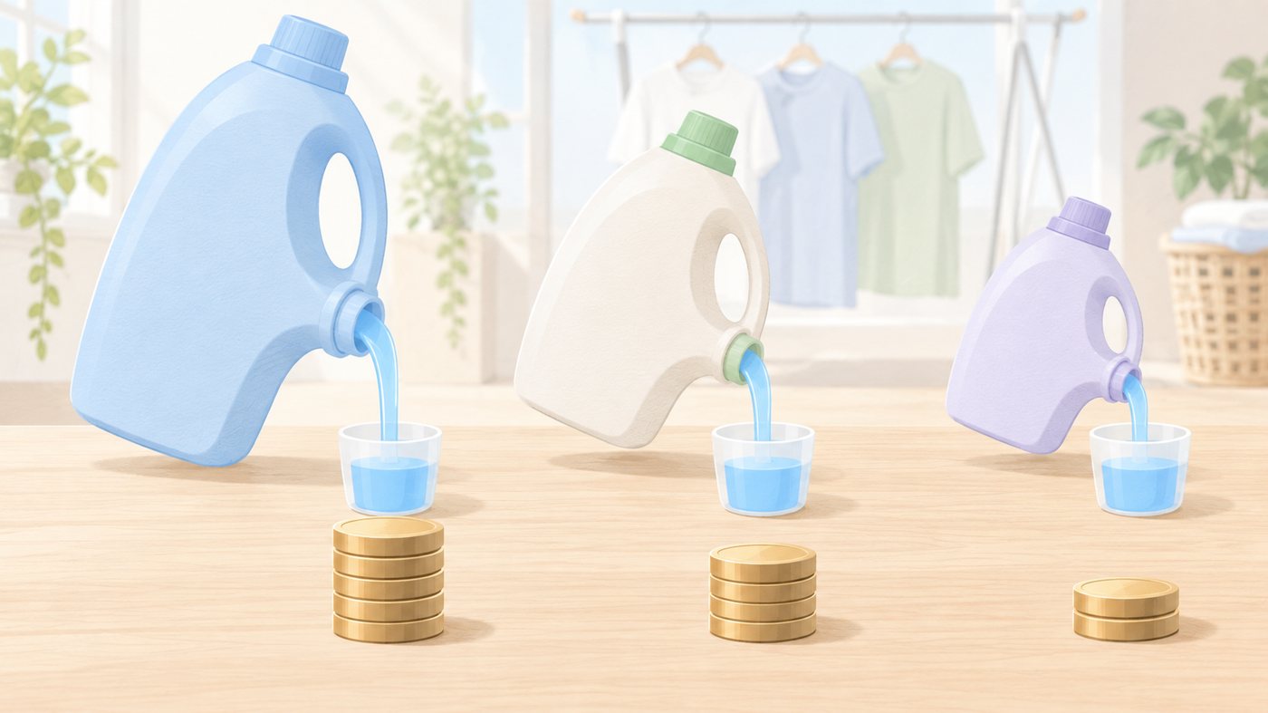 単品と複数袋のボディソープを分けて置く様子