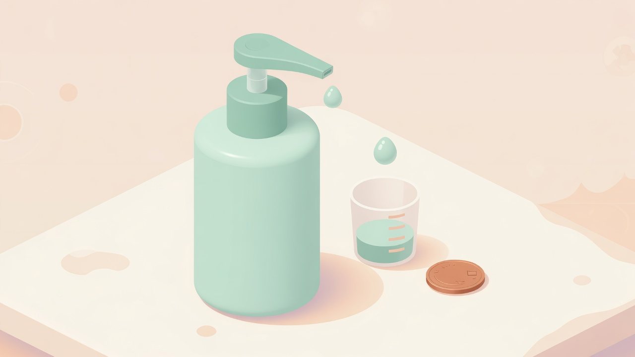 ボディソープの1mLあたりの単価を計算するイラスト