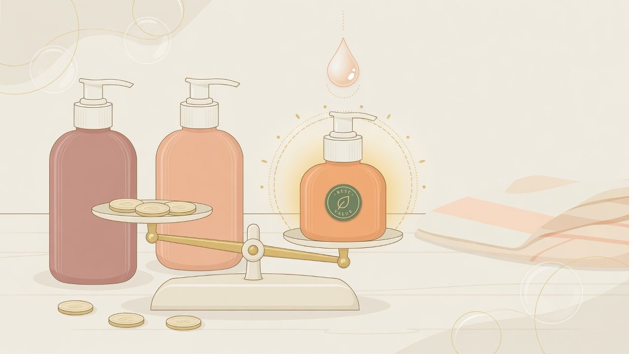 詰替とポンプ本体とメンズ向けの3つの枠を並べたイラスト