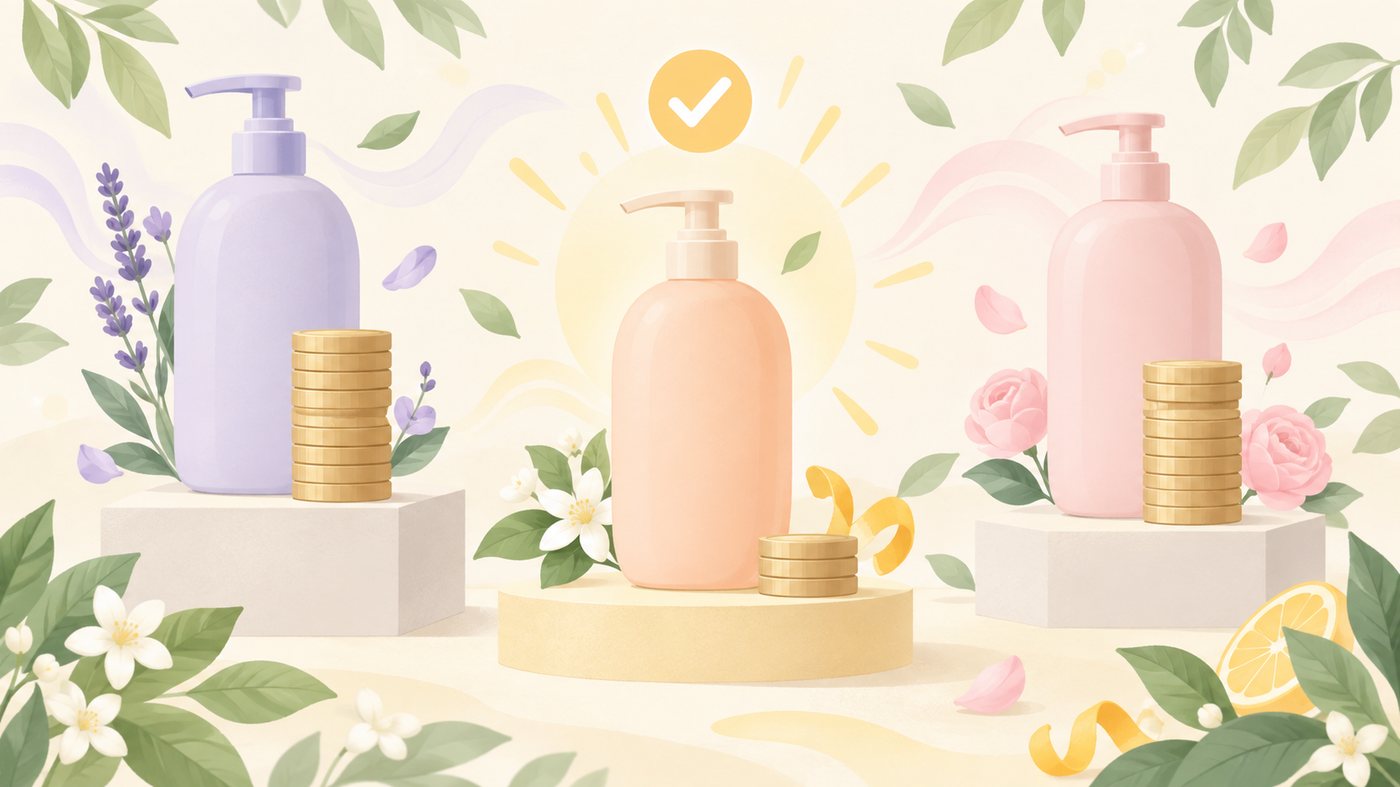 詰替単品・まとめ買いの箱・泡のポンプ容器を並べたイラスト