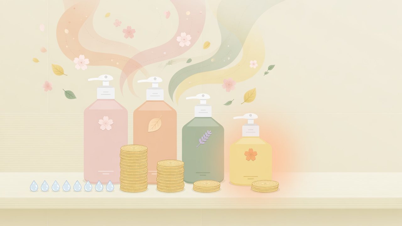 ボディソープの香り名を二つに分けたイラスト
