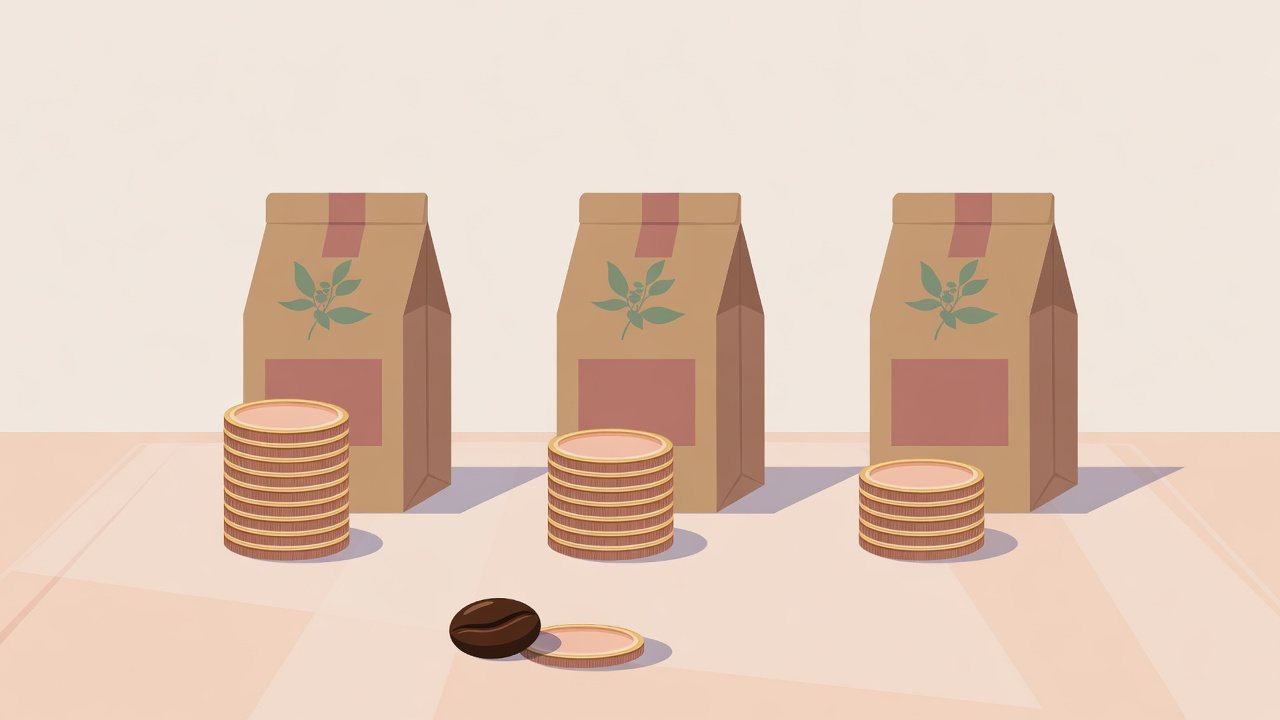 200gのコーヒー袋を並べたイラスト