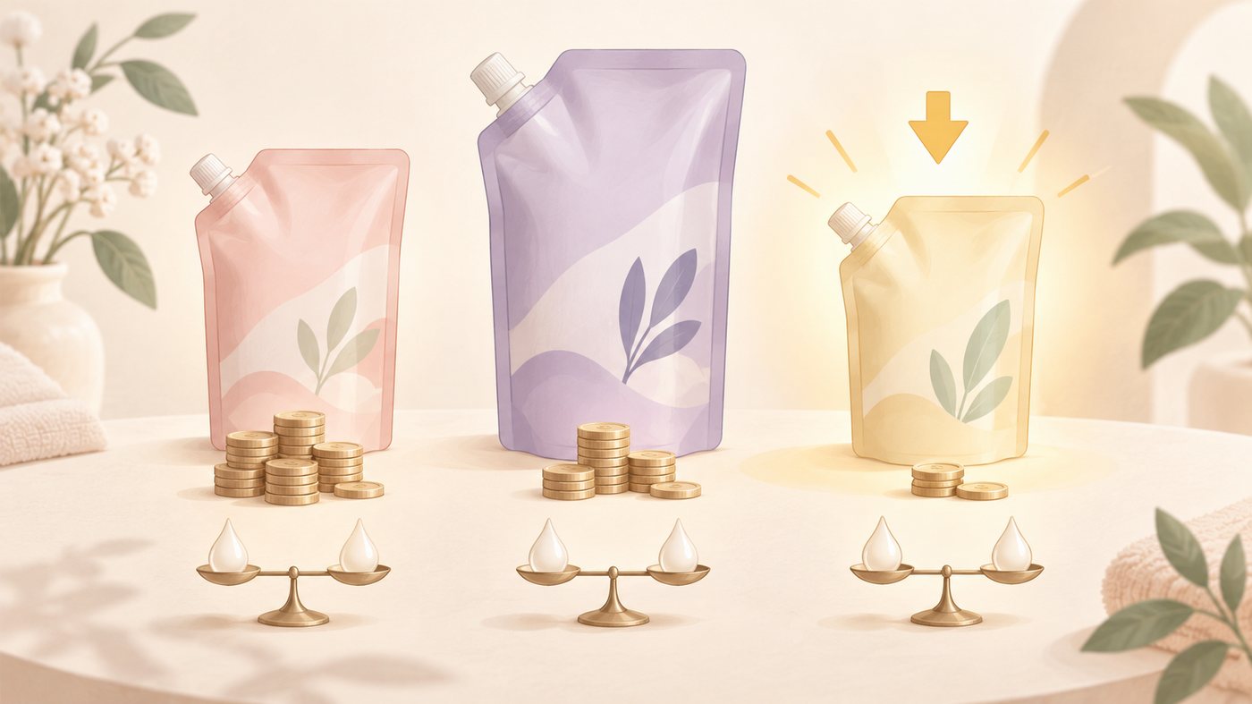 1本とまとめ買いの箱を並べたイラスト