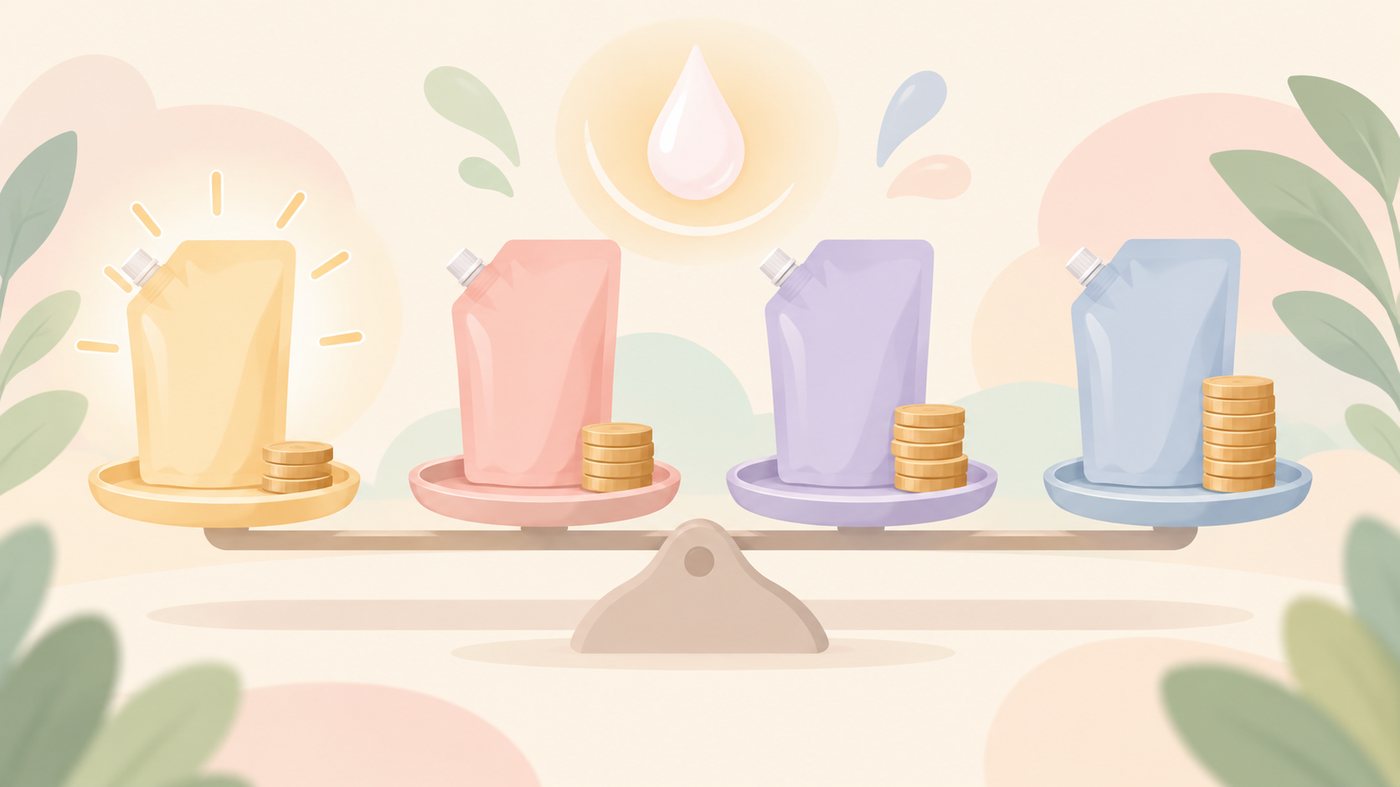 少量の買い足しと箱でのまとめ買いを並べたイラスト
