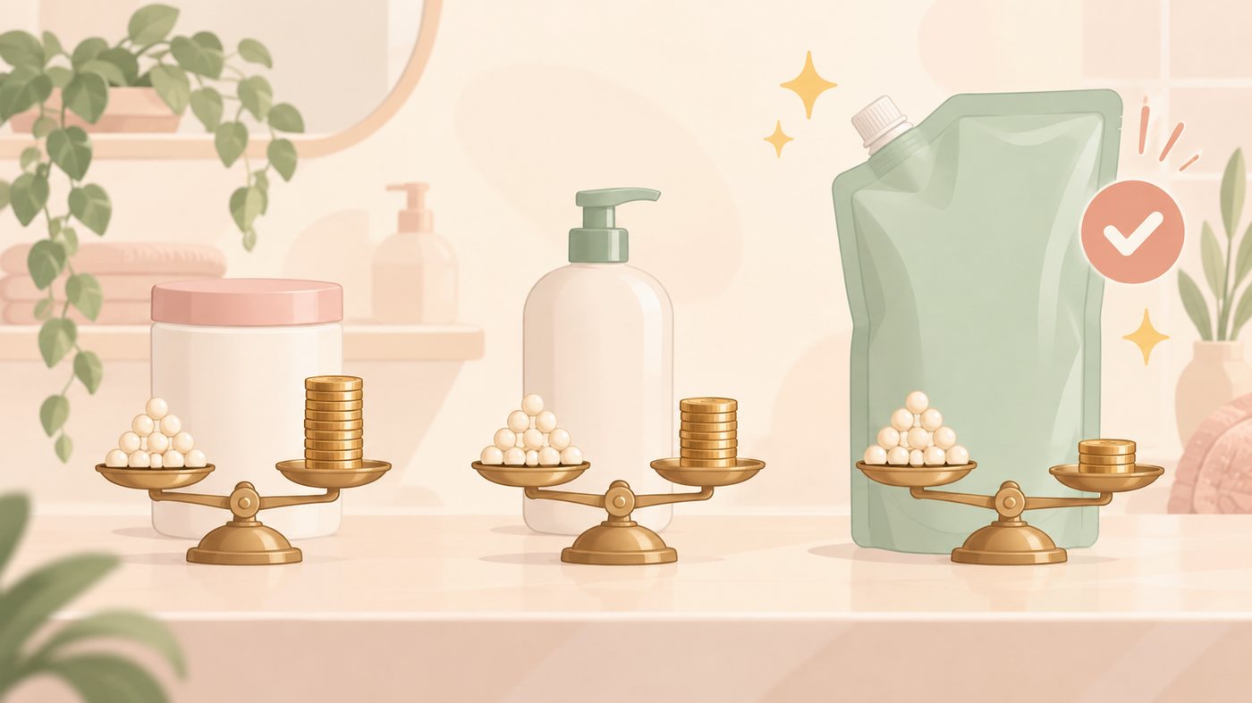 1本と箱入りのまとめ買いを見比べるイラスト