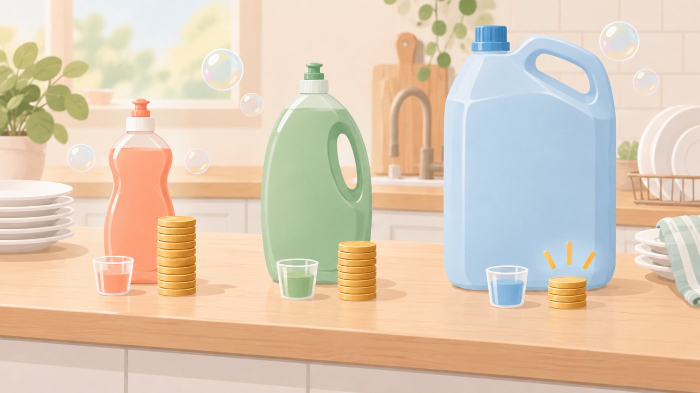 食器用洗剤を容量帯ごとに分けるイラスト