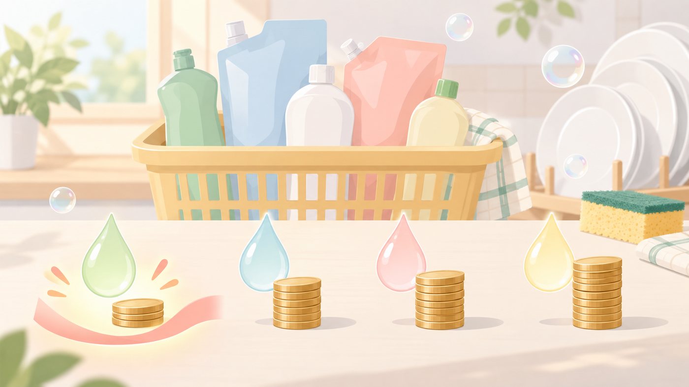 本体・つめかえ・箱買いを置き場所の広さで分けるイラスト