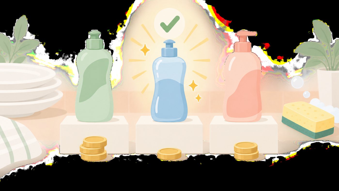 食器用洗剤のつめかえ用の袋が並ぶイラスト