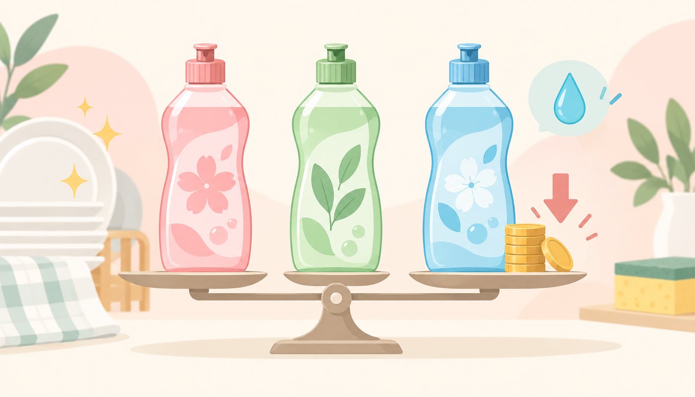 1袋と箱入りのつめかえ用を比べるイラスト