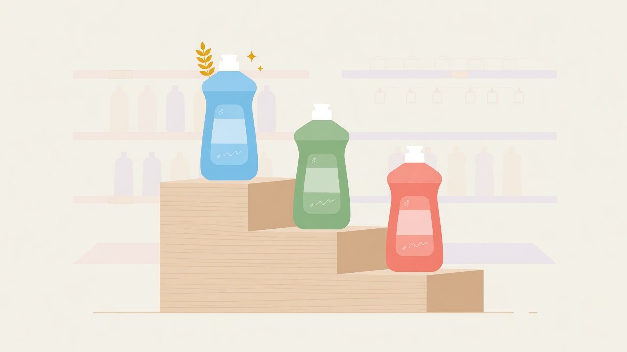 食器用洗剤の量を1mlあたりで比べるイラスト