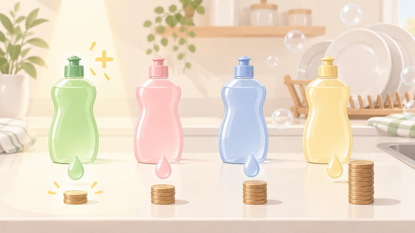 酵素・速乾・手肌の3つの用途表記を見比べるイラスト