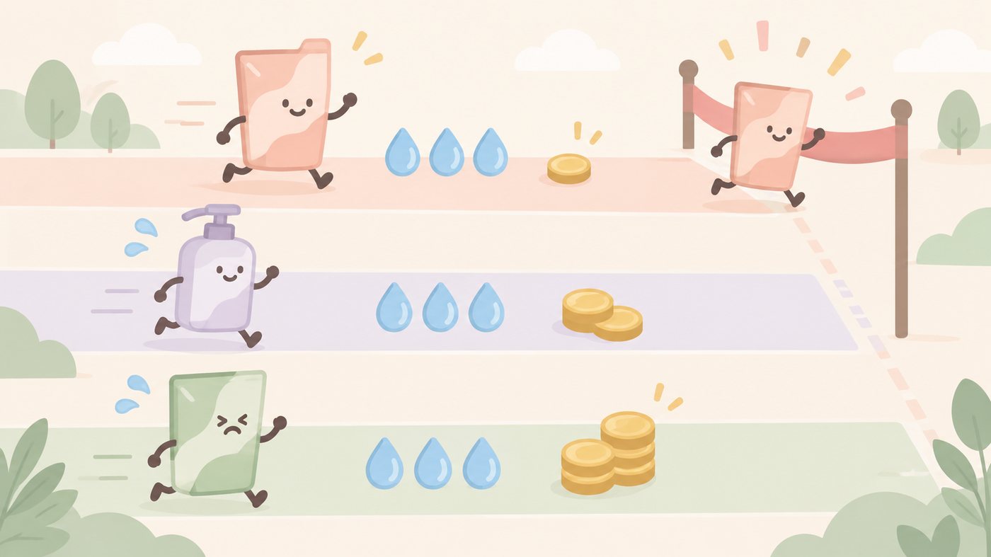 2Lの泡ハンドソープの詰め替えが並ぶイラスト
