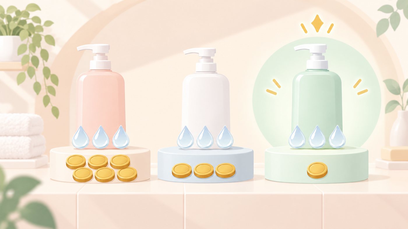 ハンドソープの1ml単価を計算するイラスト