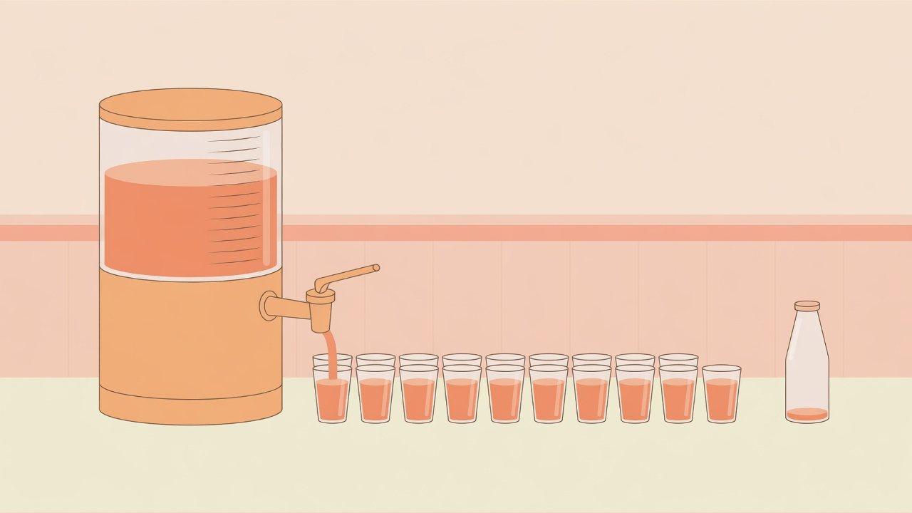 ジュースの箱を選ぶ4つの視点のイラスト