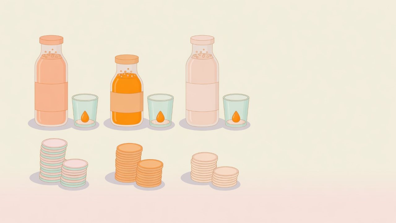 容量の違うジュースのパックを並べたイラスト