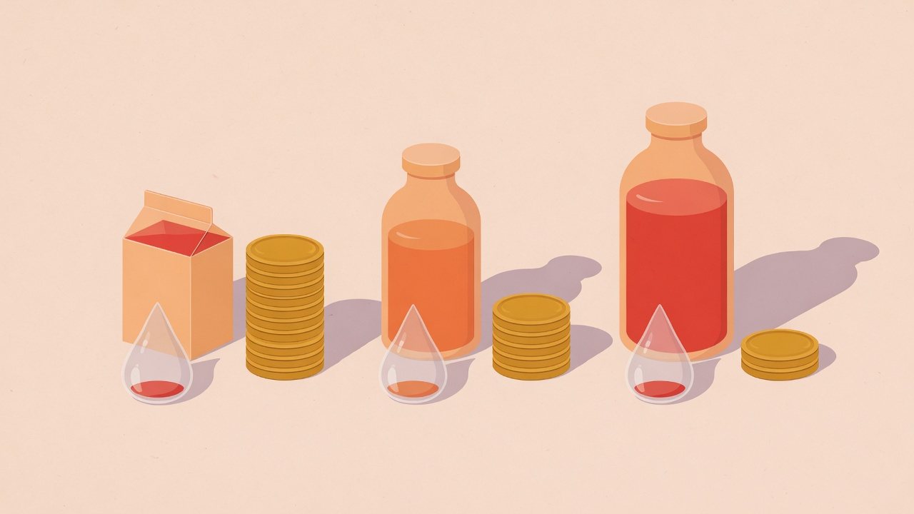 100mL・200mL・330mLの紙パックを並べたイラスト
