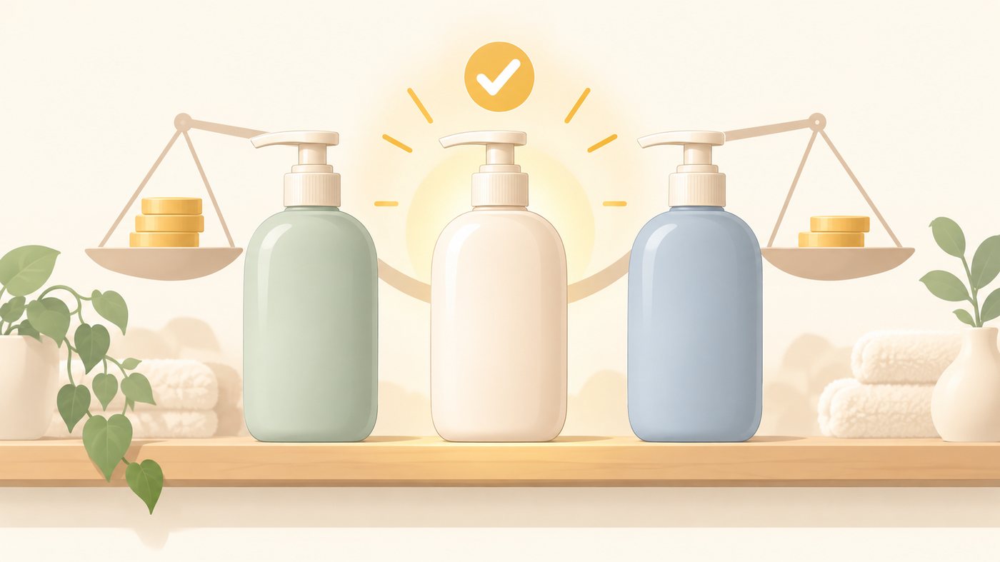 洗濯洗剤の詰替を1gあたりの単価で比べるイラスト
