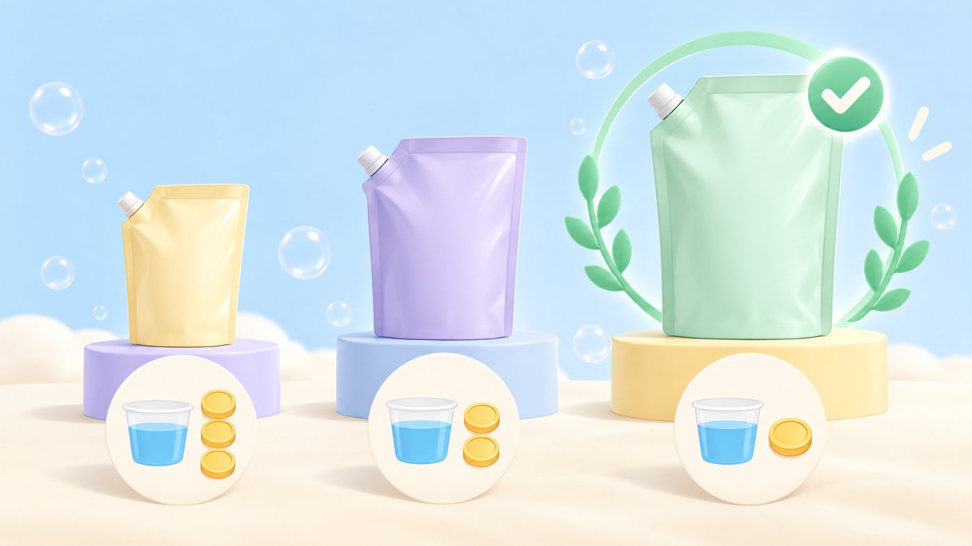 詰替量と入数で枠を分けるイラスト