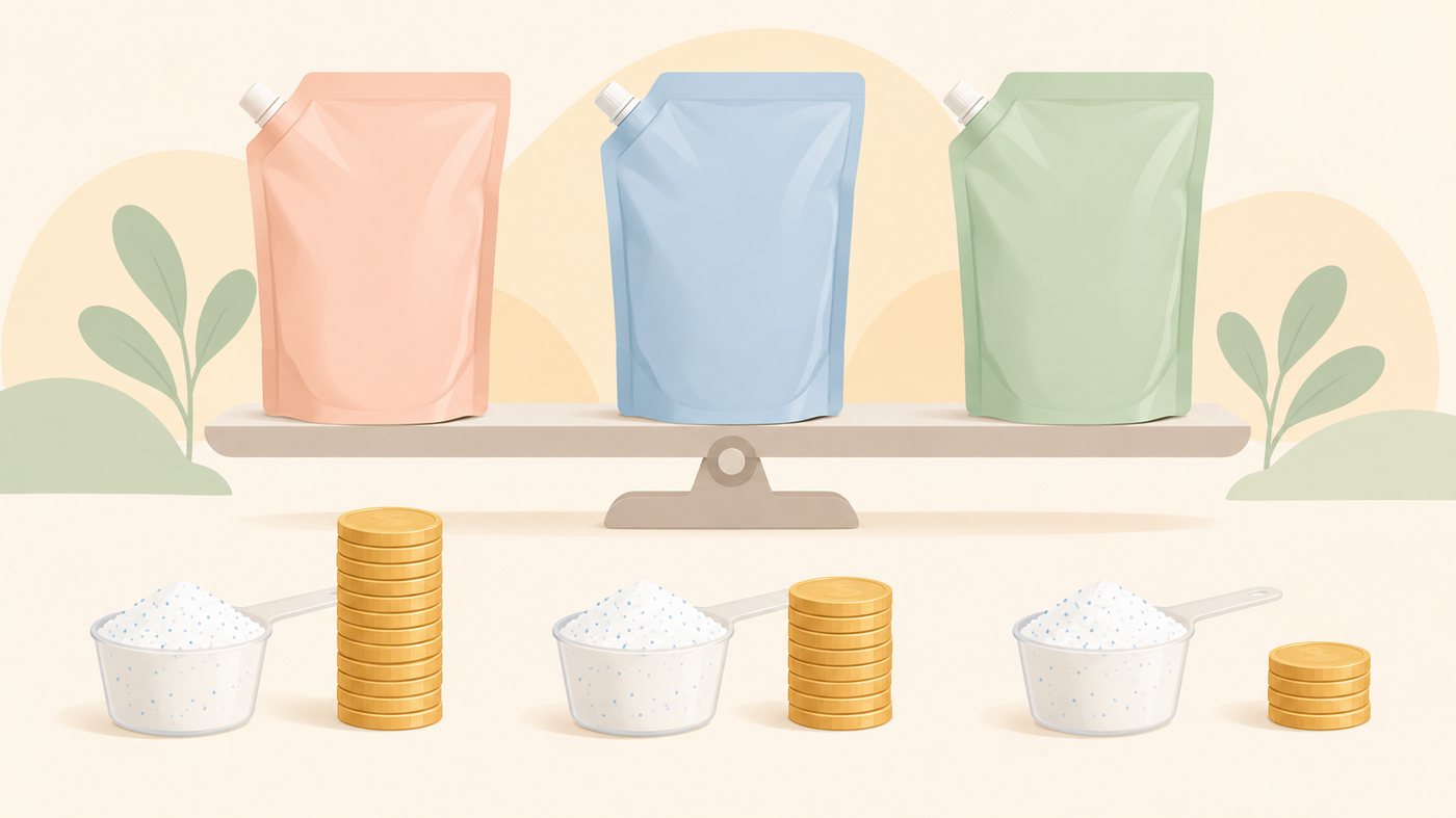 少量買いとまとめ買いの置き場所を比べるイラスト