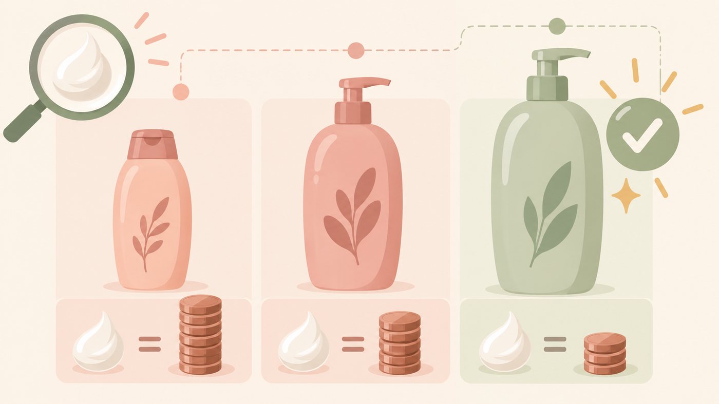 洗濯洗剤の容量と入数から1gあたりを計算するイラスト