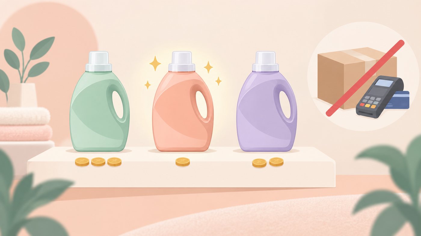 本体タイプとつめかえ用を枠に分けて比べるイラスト