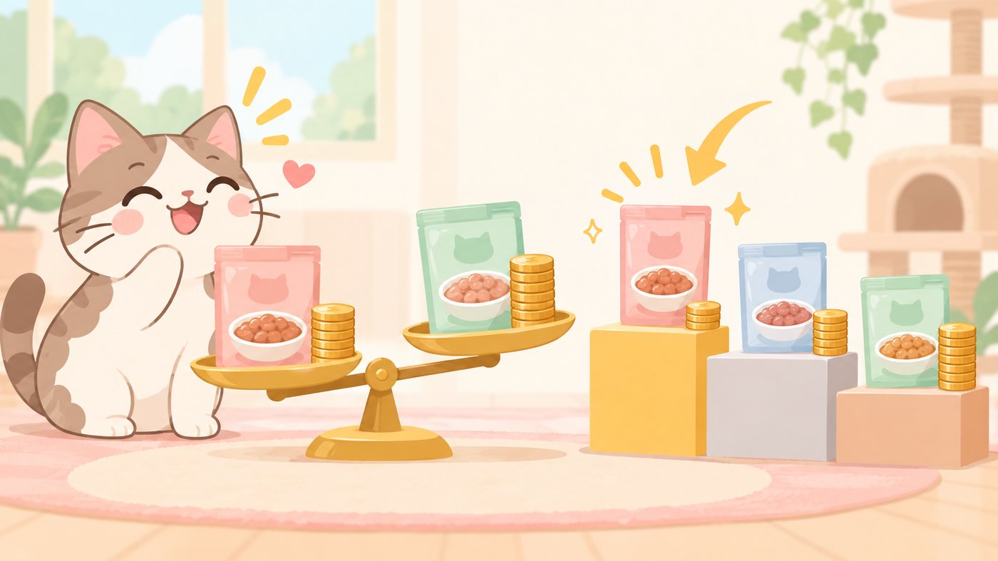 つめかえ袋の総量を1gあたりに割り戻すイラスト