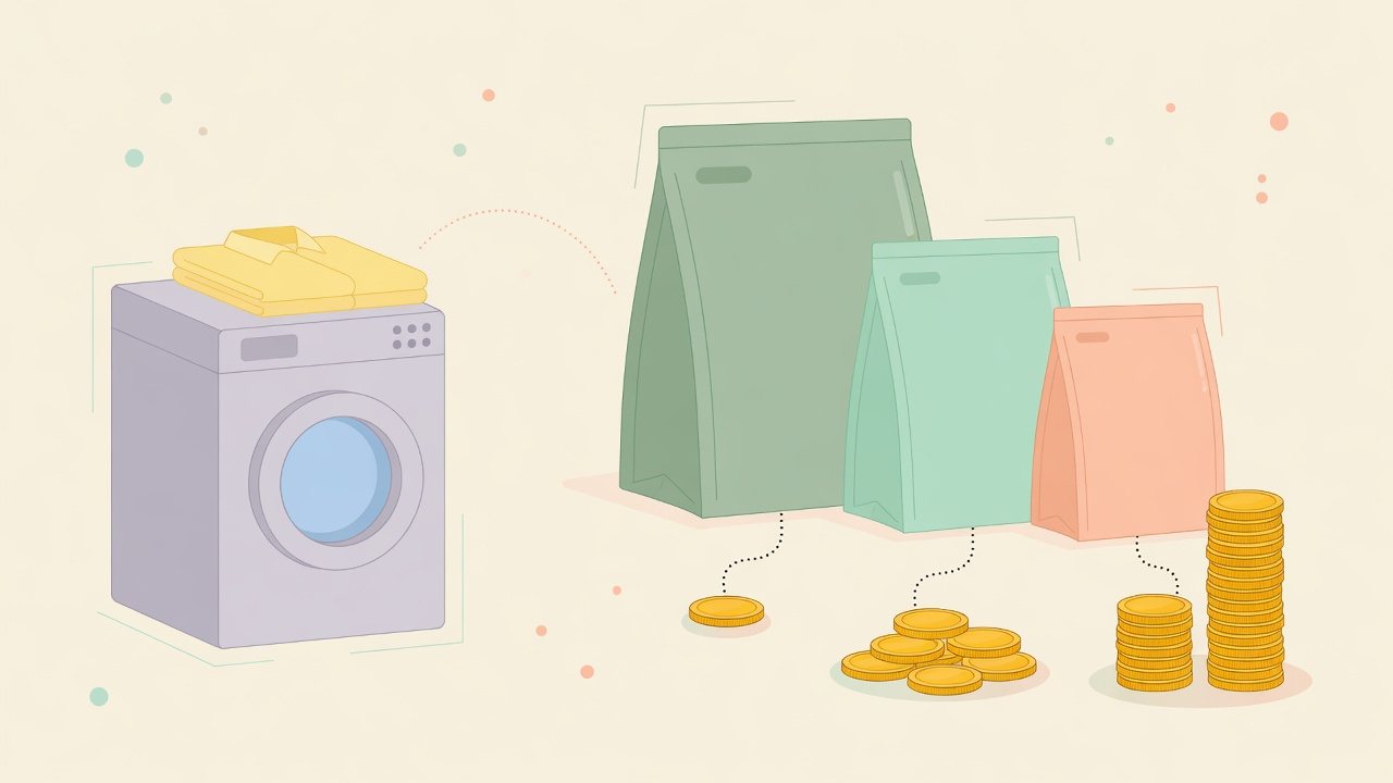 つめかえ洗剤の量を1gあたりで確かめるイラスト