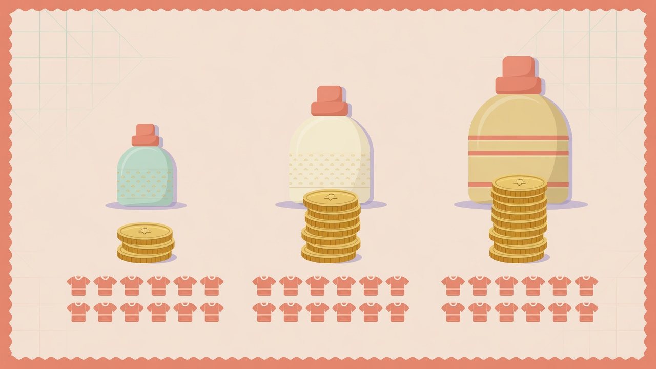 コンパクト洗剤の量を計るイラスト