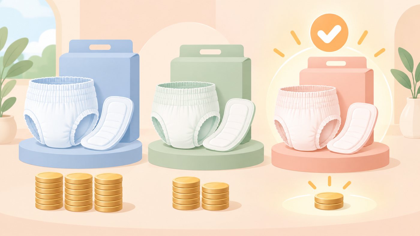 洗濯機のそばに大容量のつめかえが並ぶイラスト