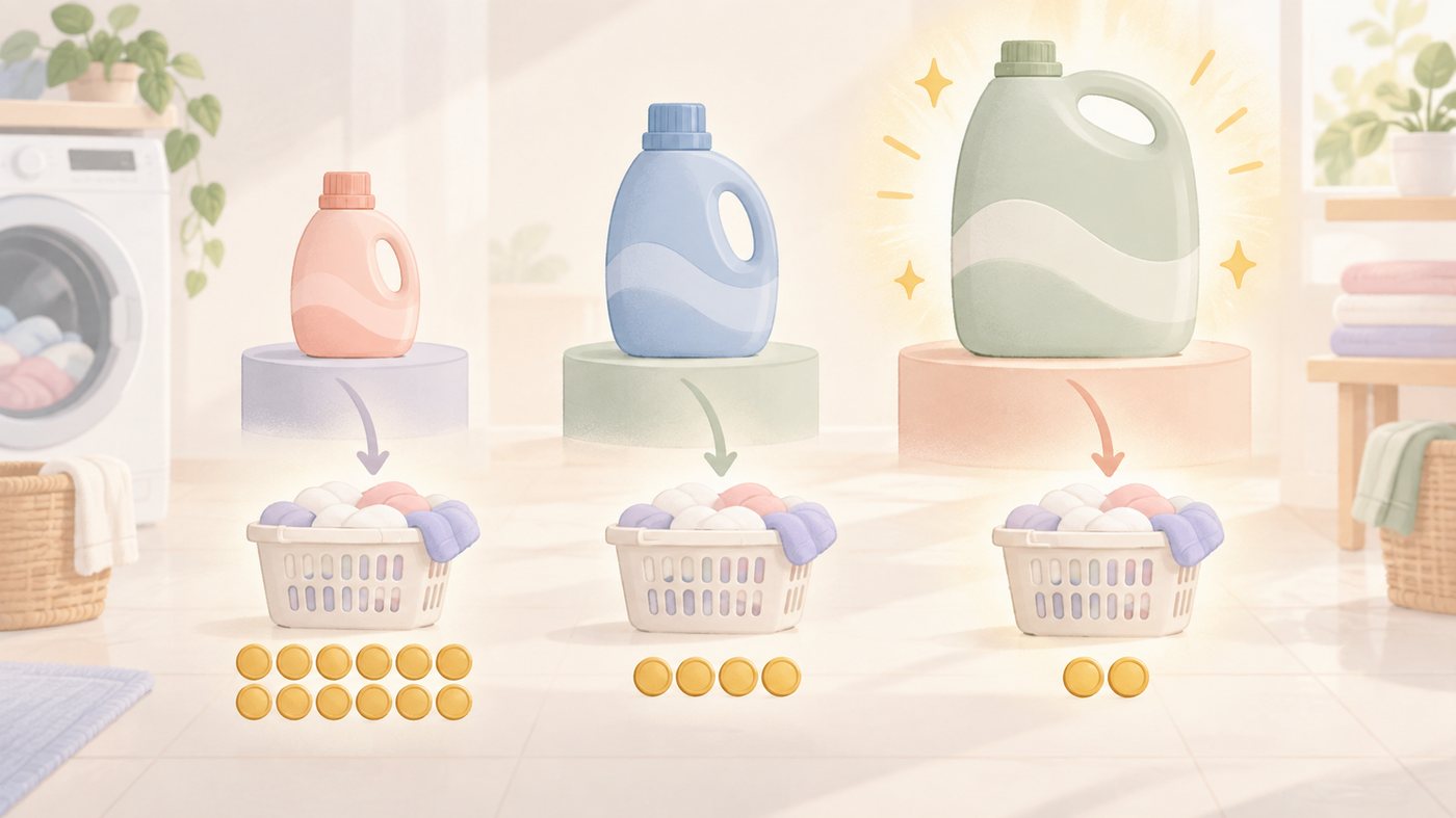 NANOX洗濯洗剤の容量と入数を比べるイメージ