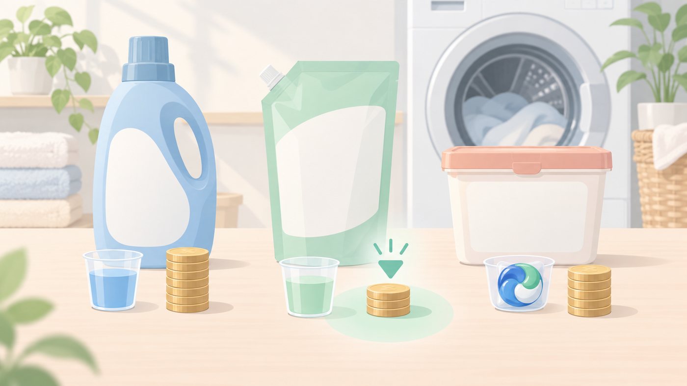 洗濯洗剤の容量と入数を確認するイメージ