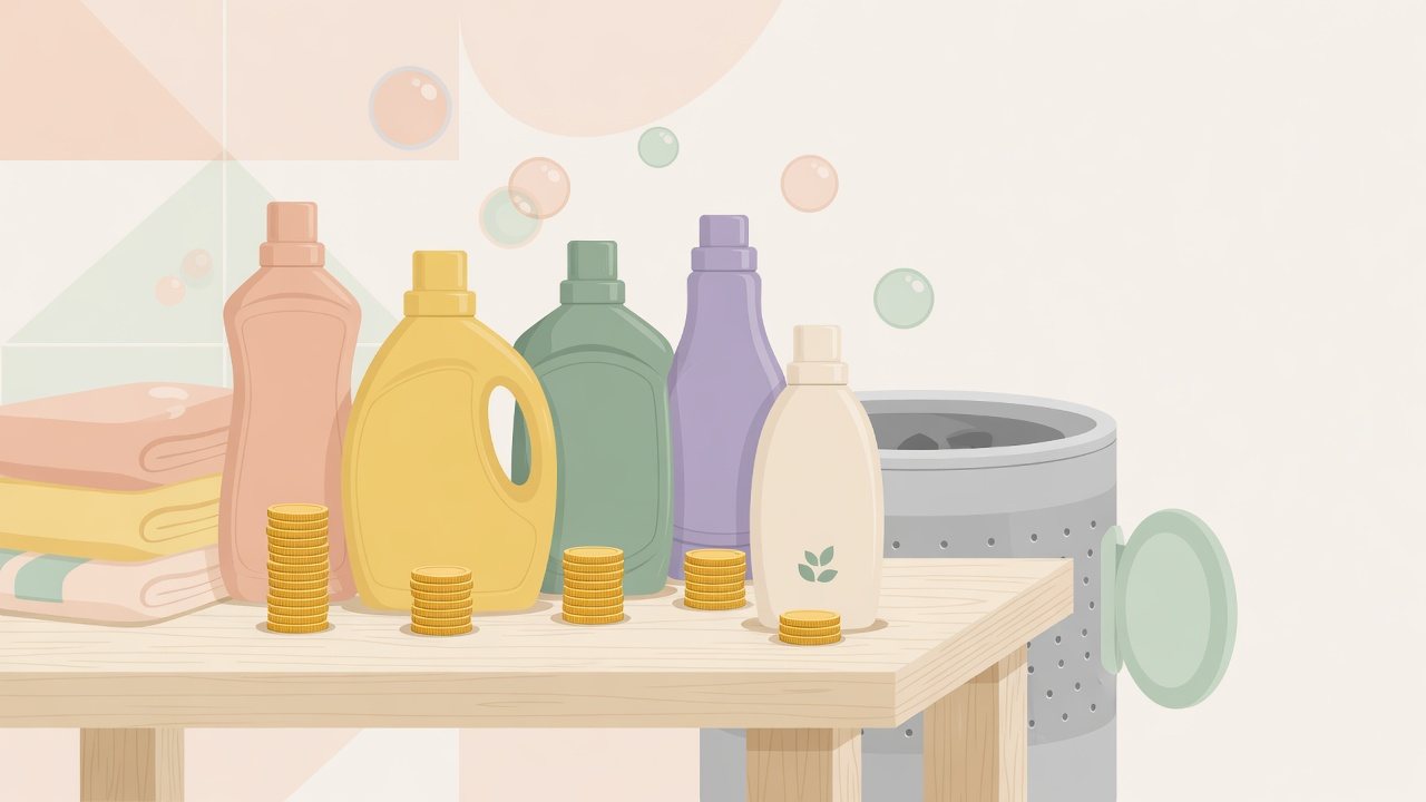 洗濯せっけんの詰め替え用と本体が並ぶイラスト