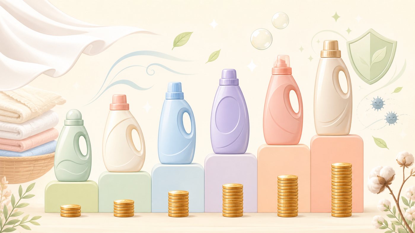 洗濯物と柔軟剤のボトルのイラスト