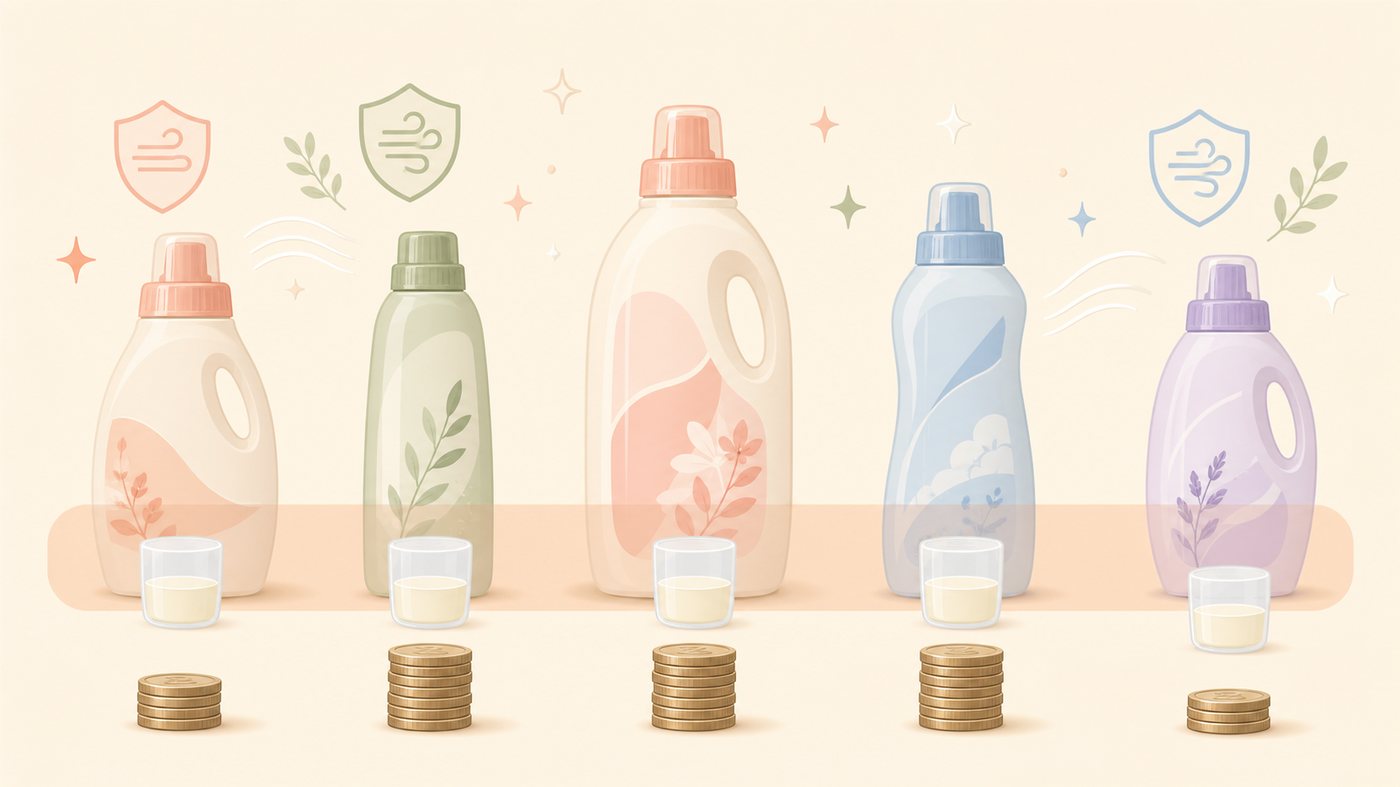 柔軟剤の容量タイプ別の違いのイラスト