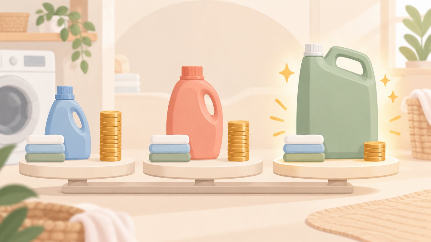 1個の商品と3個の商品を分けて比べるイラスト