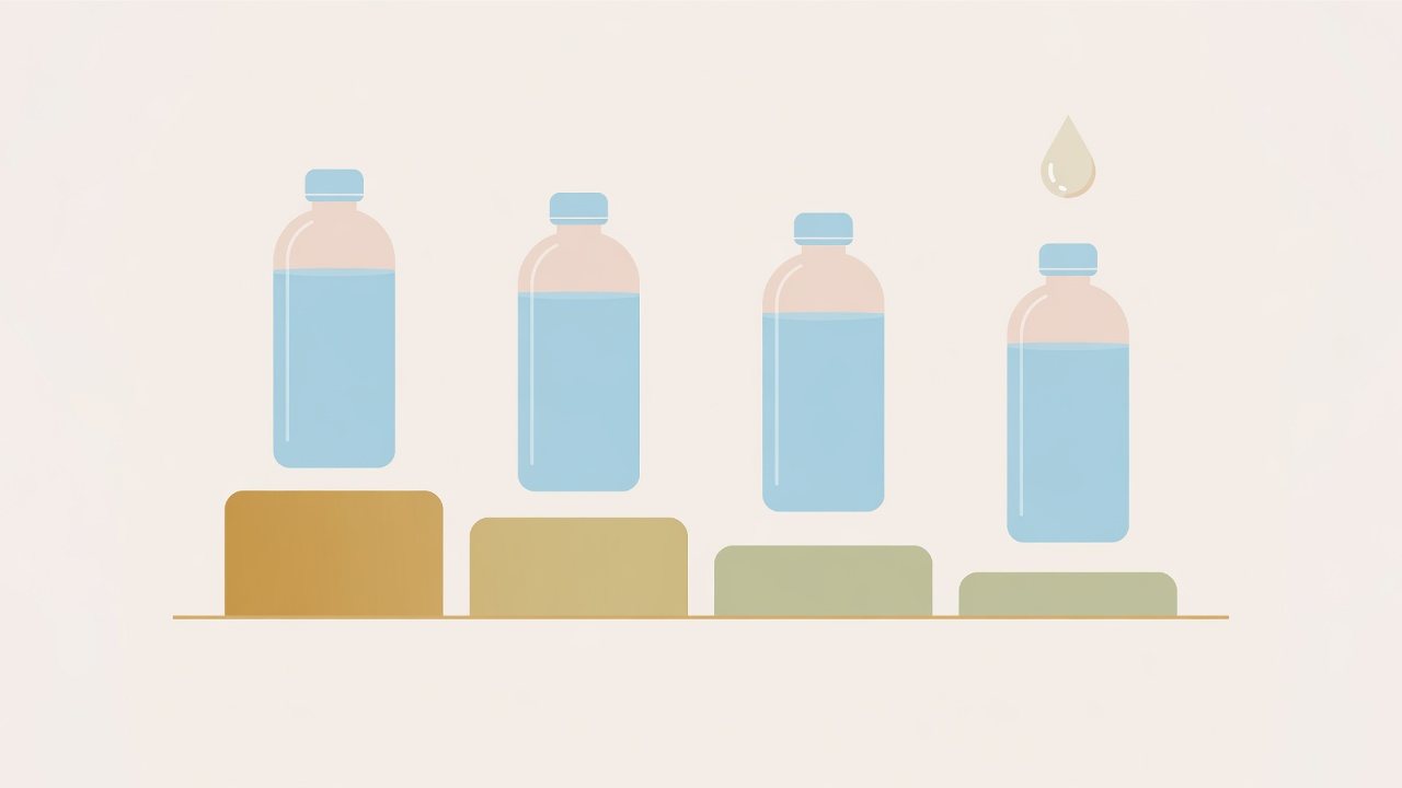 天然水の内容量と入数から1mlあたりを比べるイラスト