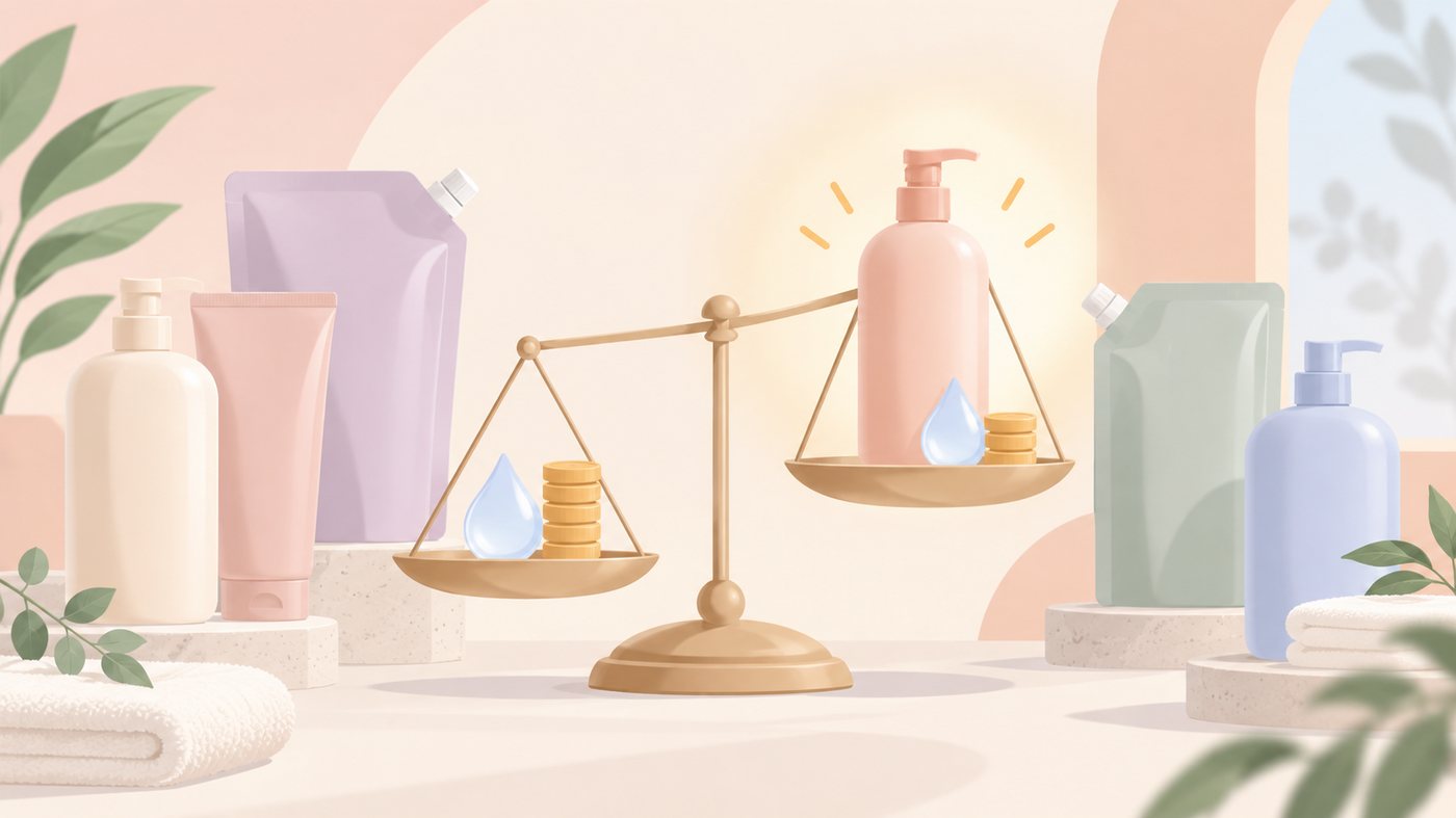 MサイズとLサイズの袋を分けて並べるイラスト