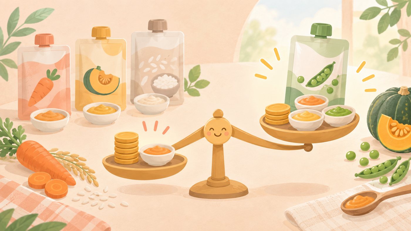 少量の袋とまとめ買いの箱を並べたイラスト