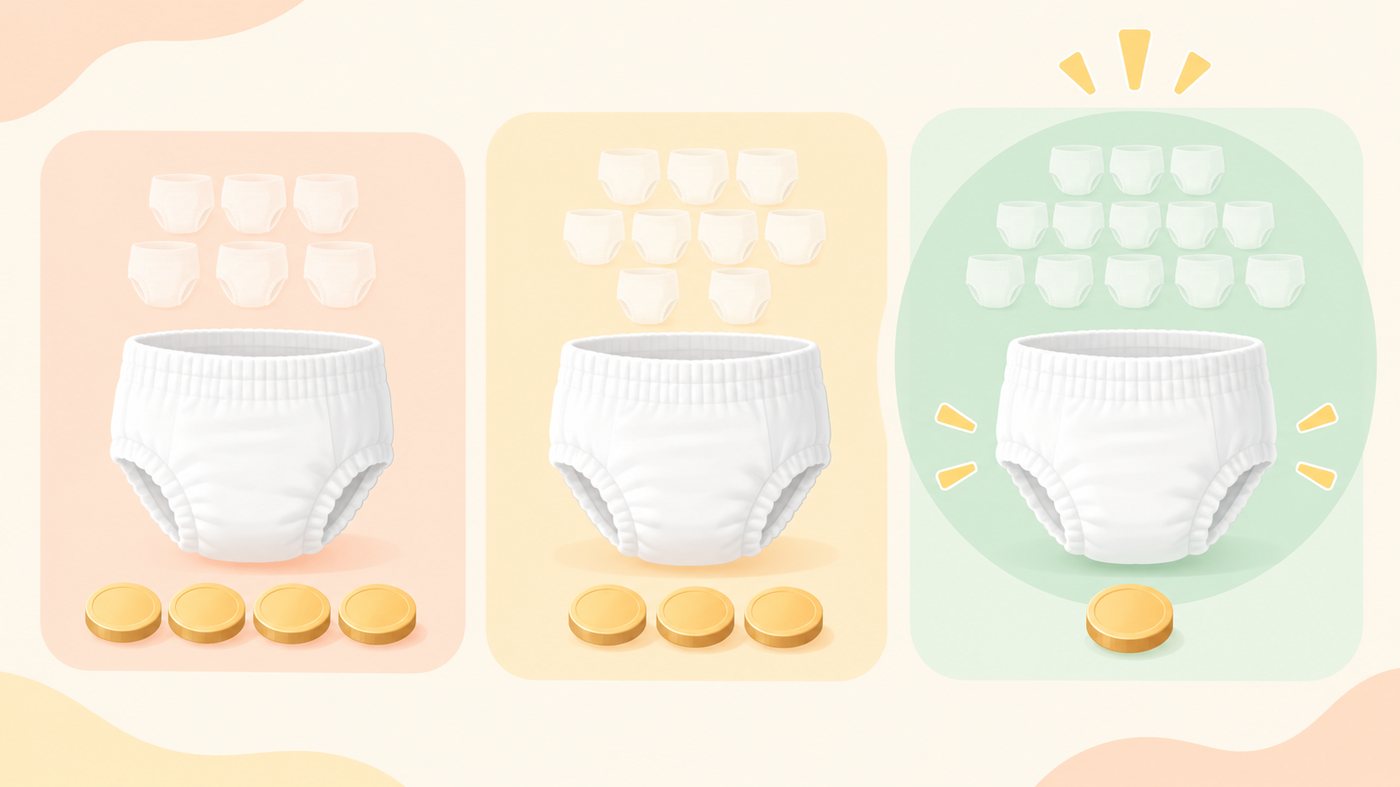 紙パンツの単価を計算するイラスト