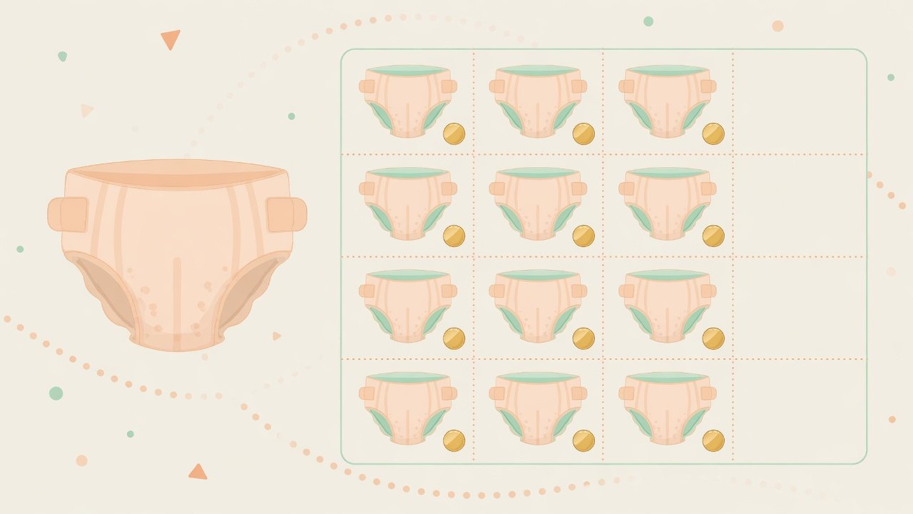 パンツタイプおむつを1枚あたりで比べるイメージ
