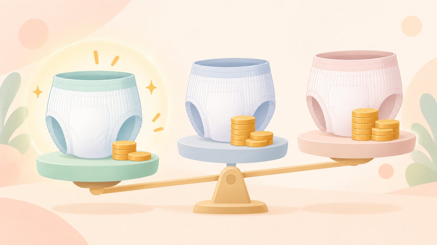 サルバのパンツタイプおむつを入数別に並べたイメージ
