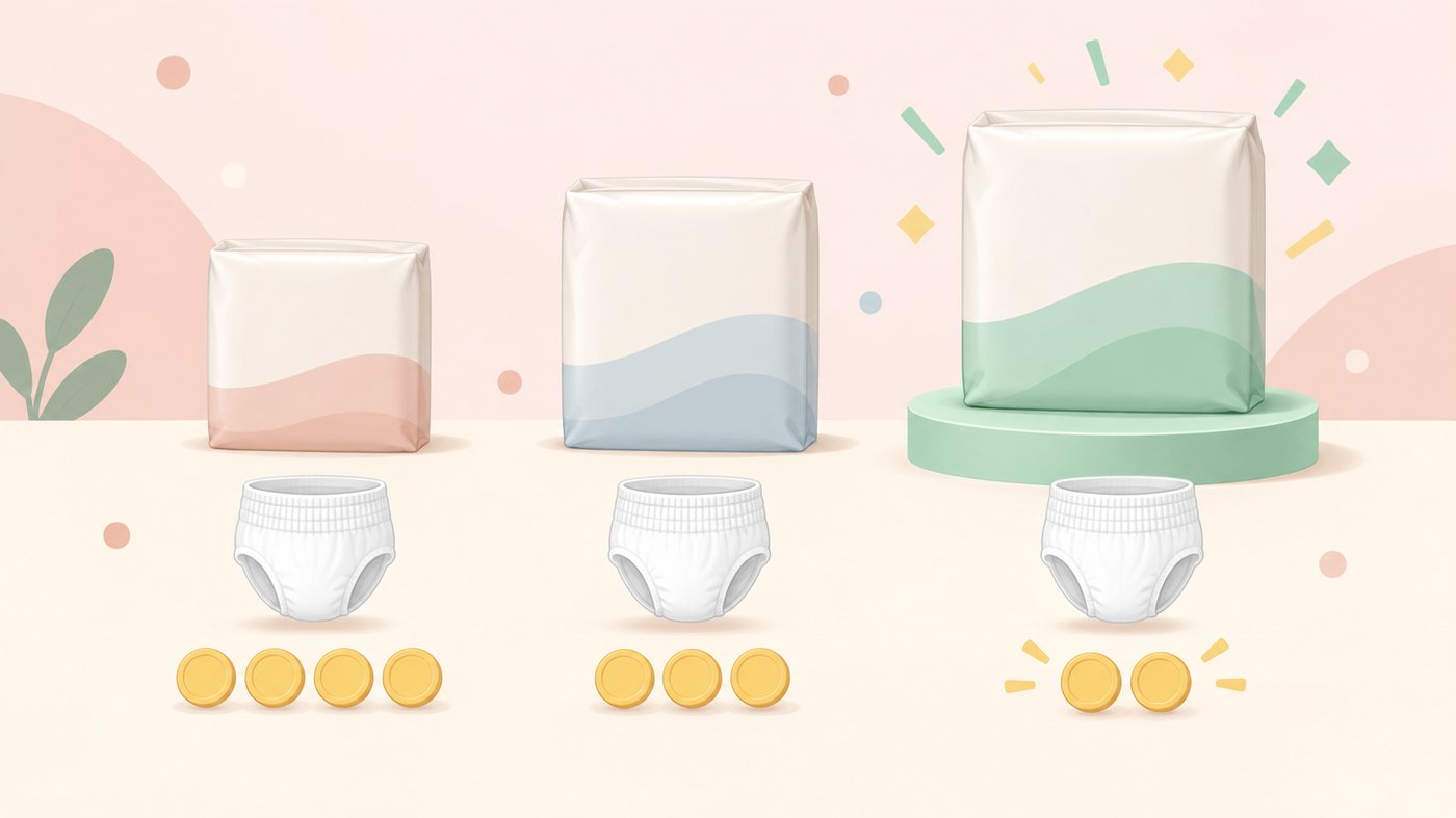 ライフリーのパンツタイプおむつを1枚あたりで比べるイラスト