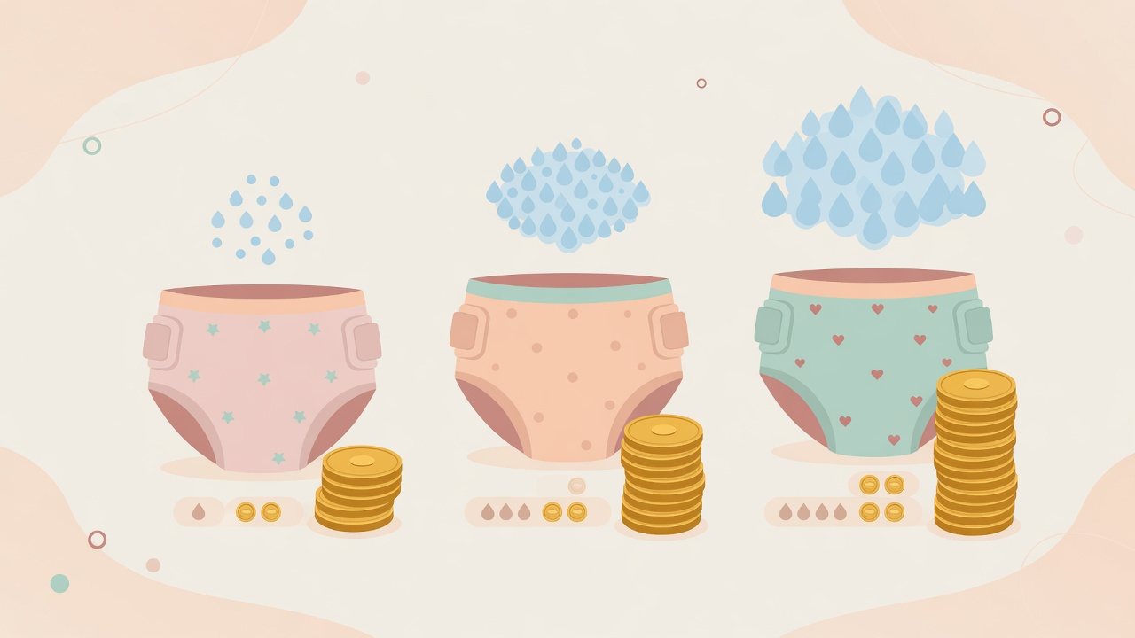 紙パンツ専用の尿とりパッドを1枚あたりで比べるイラスト
