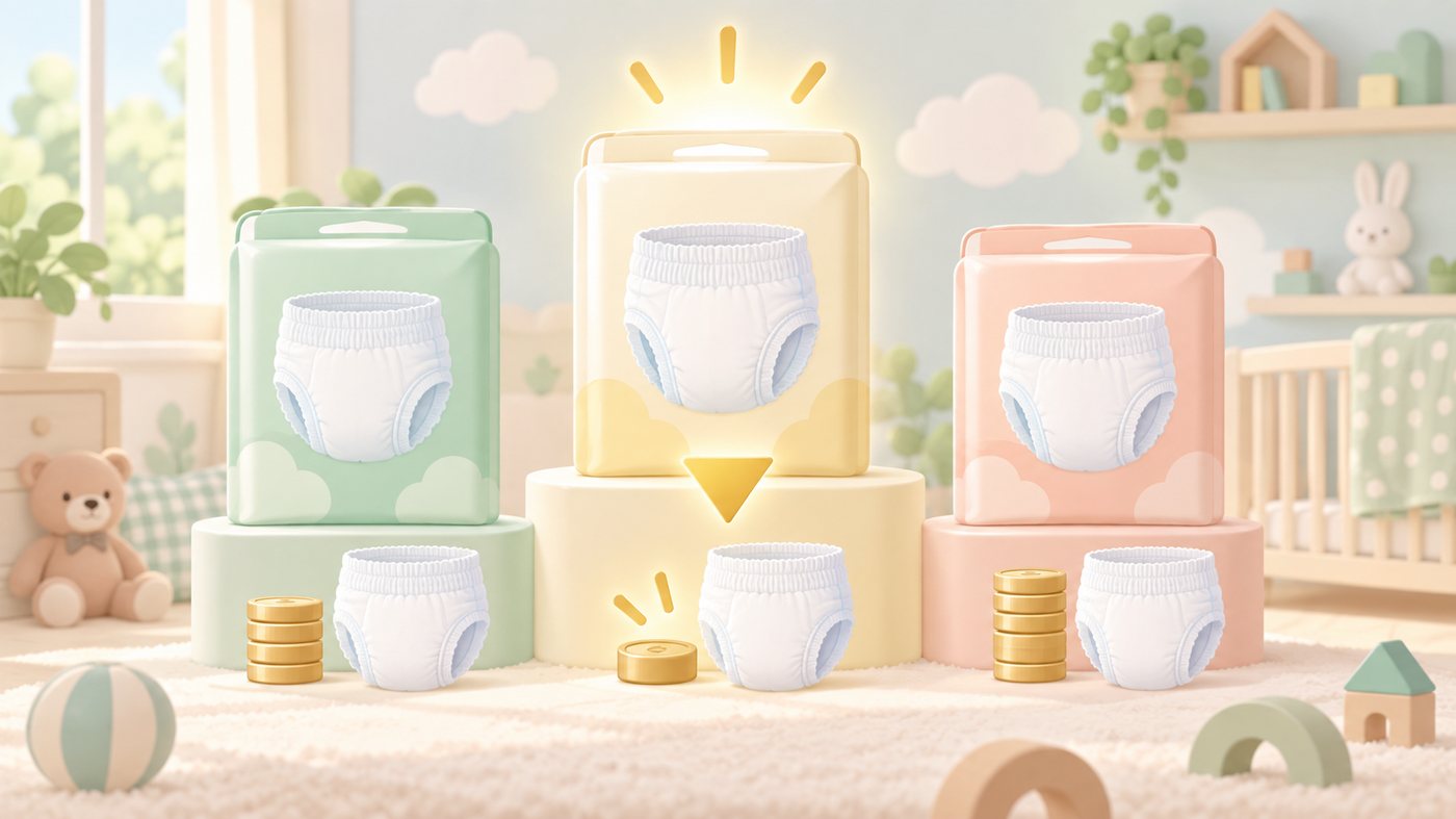 パンツタイプおむつを1枚あたりで比べるイメージ