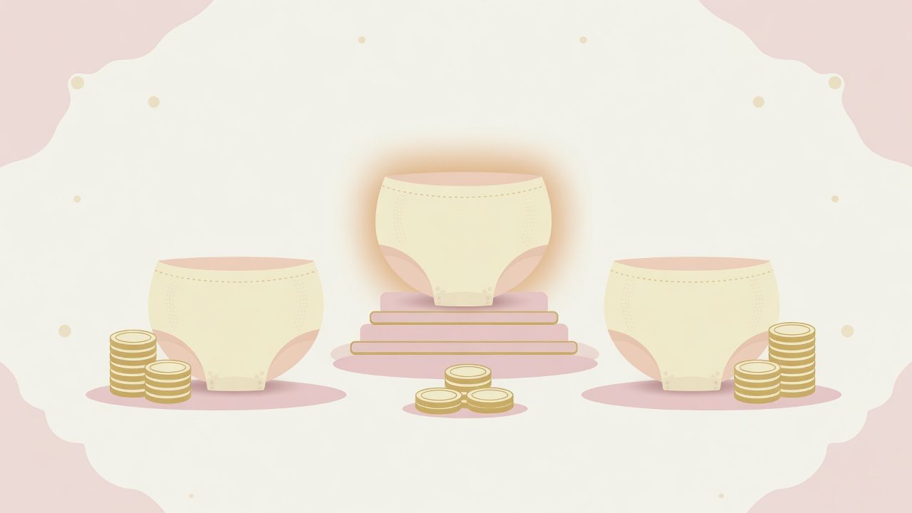 パンツタイプの紙おむつを枚数で比べるイラスト