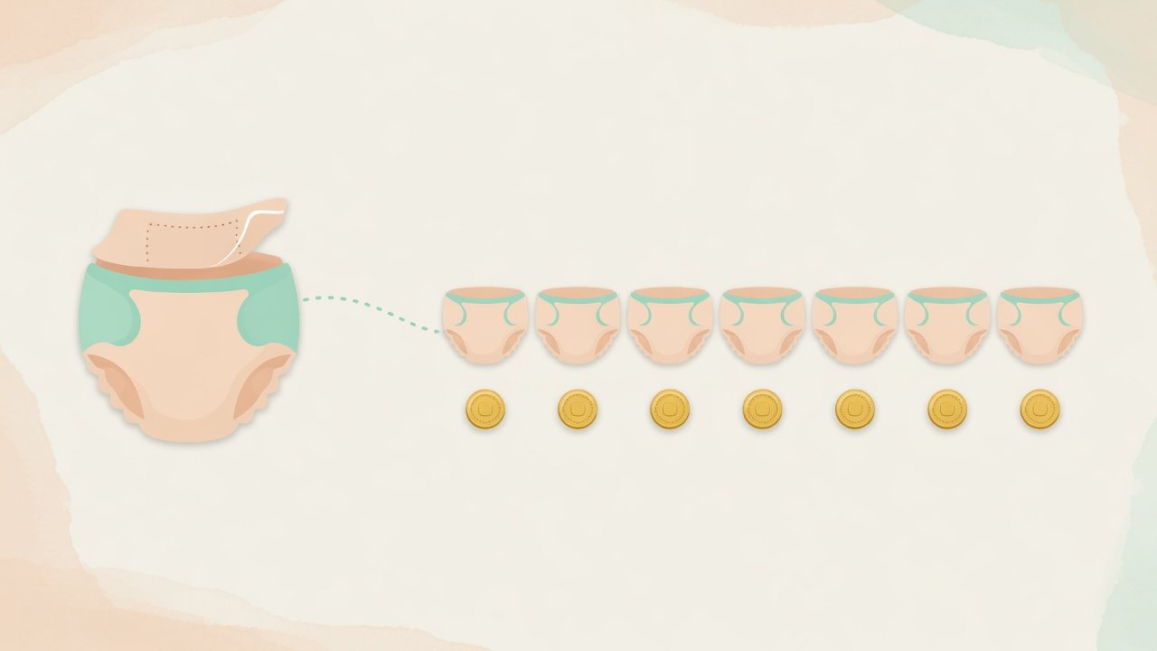 パンツタイプおむつを1枚単位で比べるイラスト
