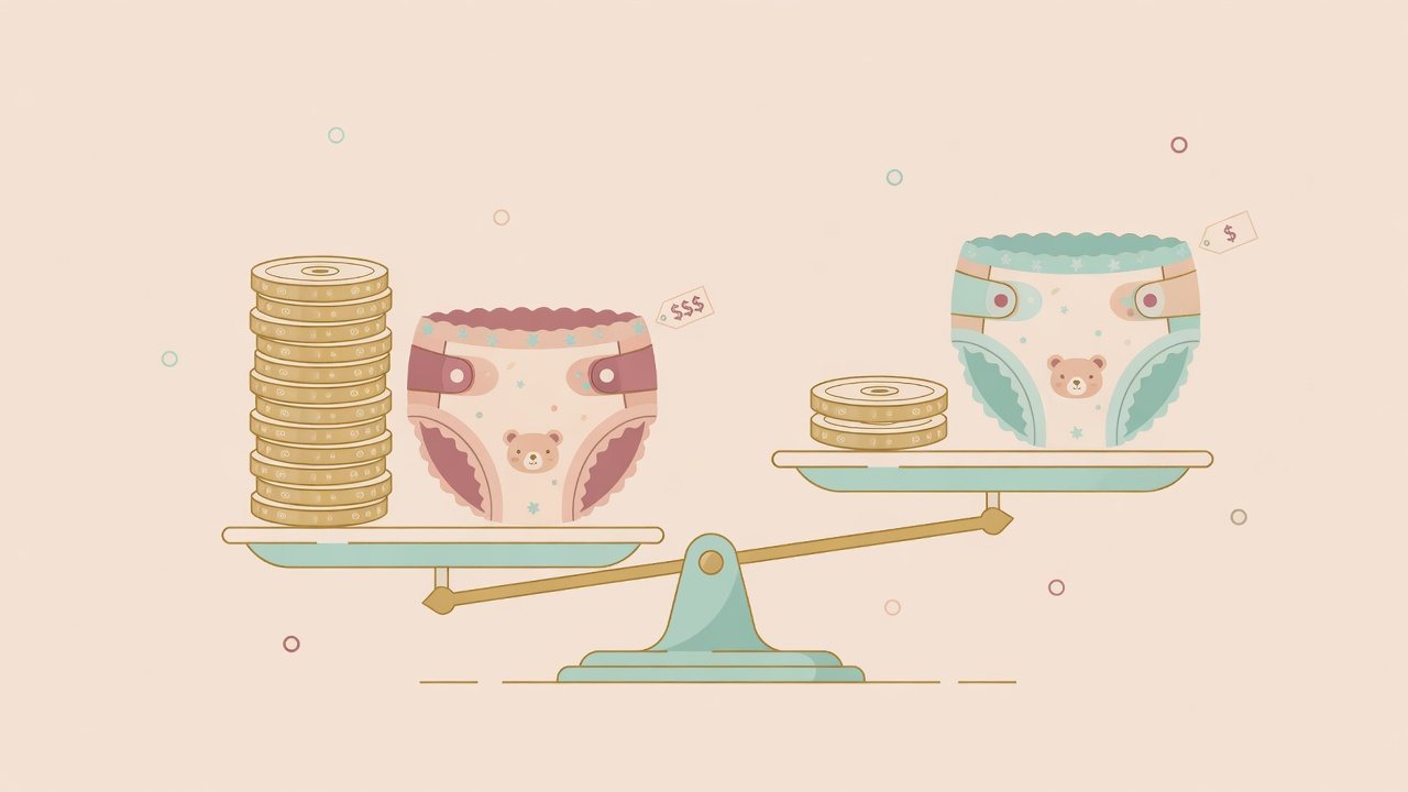 長時間タイプのパンツタイプおむつを1枚あたりで比べるイラスト